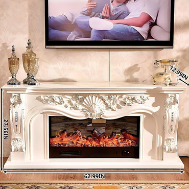 Aihm-Lon Electric Fireplace Heater with Carved Design for Living Room 62.99"