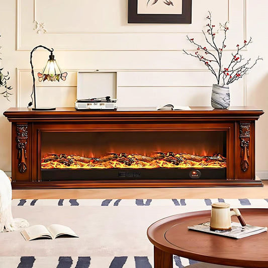 Aihm-Lon Brown Electric Fireplace Heater with Beautiful Inserts for Living Room 59.05“