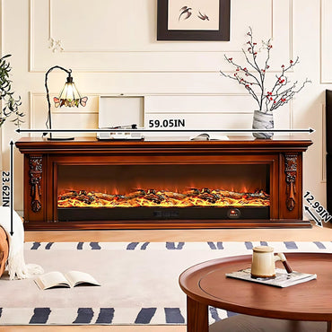 Aihm-Lon Brown Electric Fireplace Heater with Beautiful Inserts for Living Room 59.05“