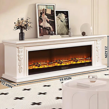 Aihm-Lon White Electric Fireplace Heater with Beautiful Inserts for Living Room 59.05"