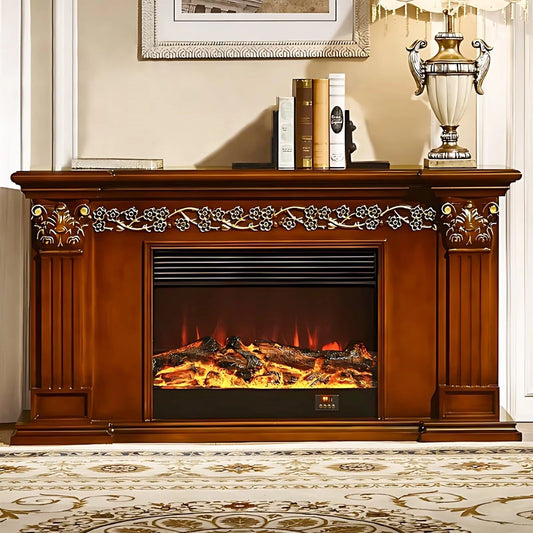 Aihm-Lon Electric Fireplace Heater with Mantel and French Retro Lines 59.05"