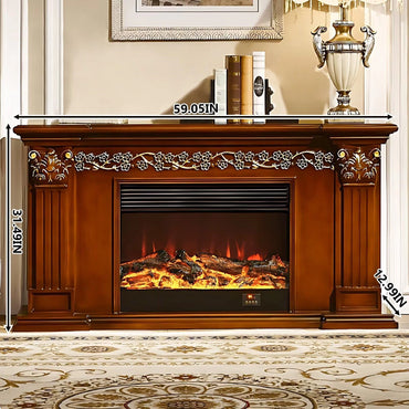 Aihm-Lon Electric Fireplace Heater with Mantel and French Retro Lines 59.05"