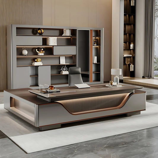 Aihm-Lon Executive Desk with Storage 78.7"-141.7"