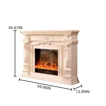 Aihm-Lon Electric Fireplace Includes Vintage Carving with White Realistic Flame 59”