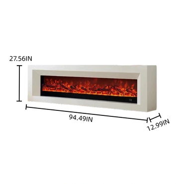 Aihm-Lon White Electric Fireplace with Realistic Decorative Flame 79”-95”