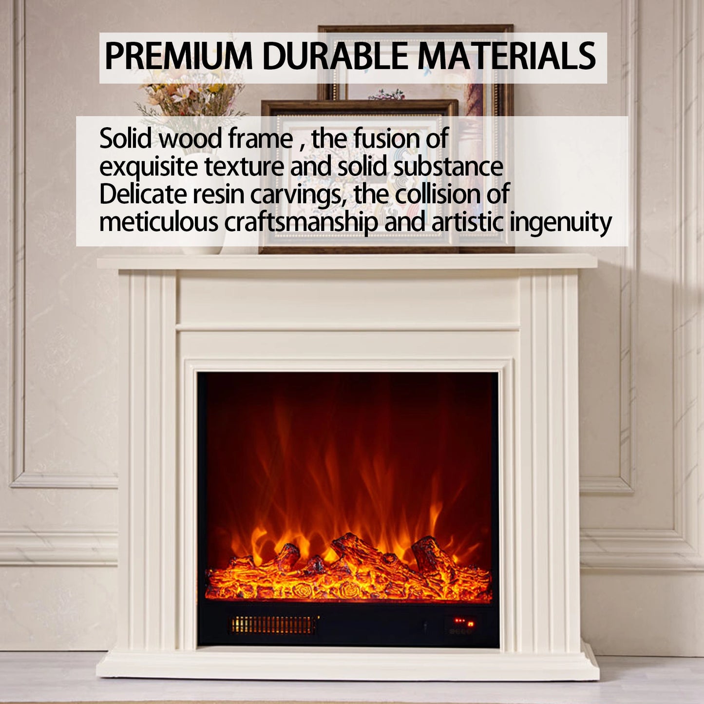 Aihm-Lon Electric Fireplace with 3D Realistic Flame & Layered Lines 39”-47”