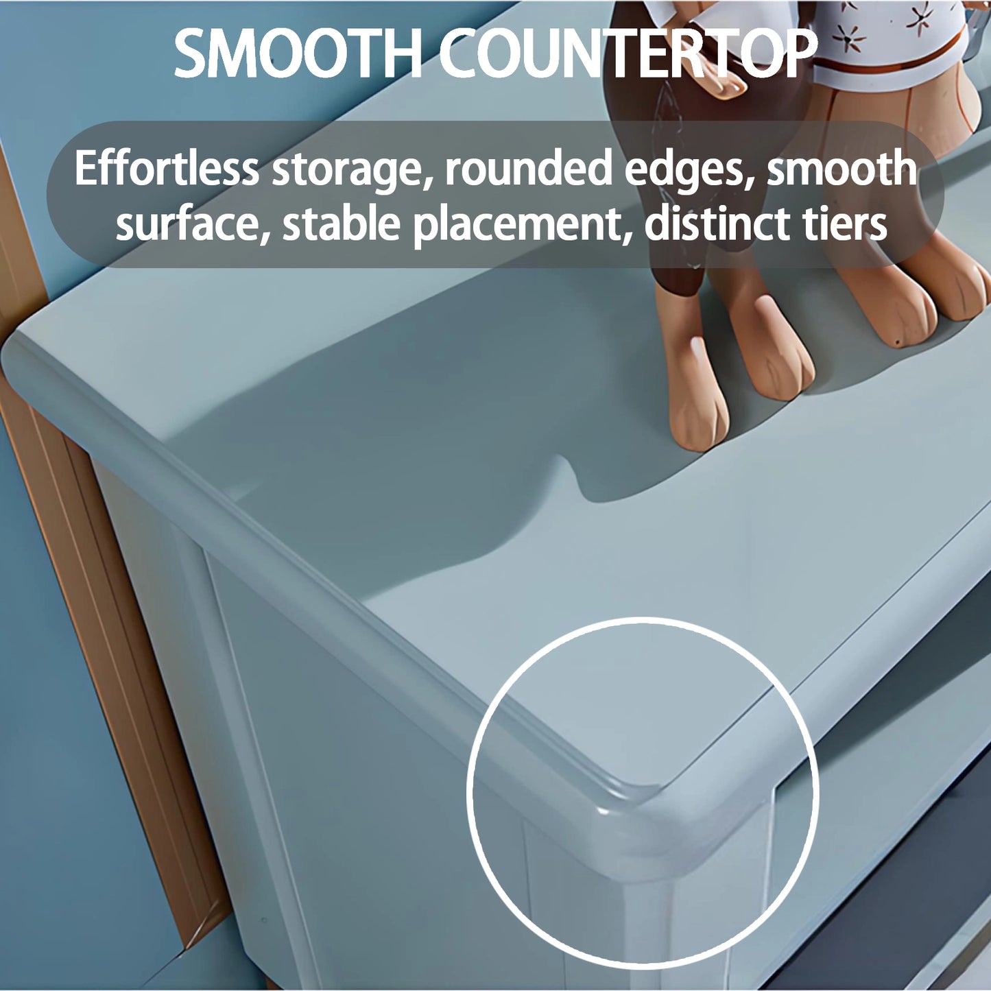 Aihm-Lon Electric Fireplace with Blue Drawers & Open Storage Space 79”