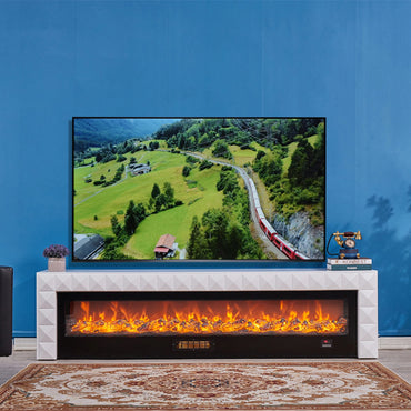 Aihm-Lon Electric Fireplace Includes Vintage Cover and White Matte Carving 47” Classic Vintage-Luxury