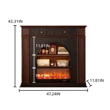 Aihm-Lon Electric Fireplace with Open Shelf & Brown Storage Drawer 47”