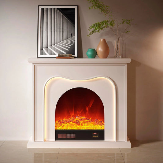 Aihm-Lon Elegant Electric Fireplace Soft Curved Design 47”