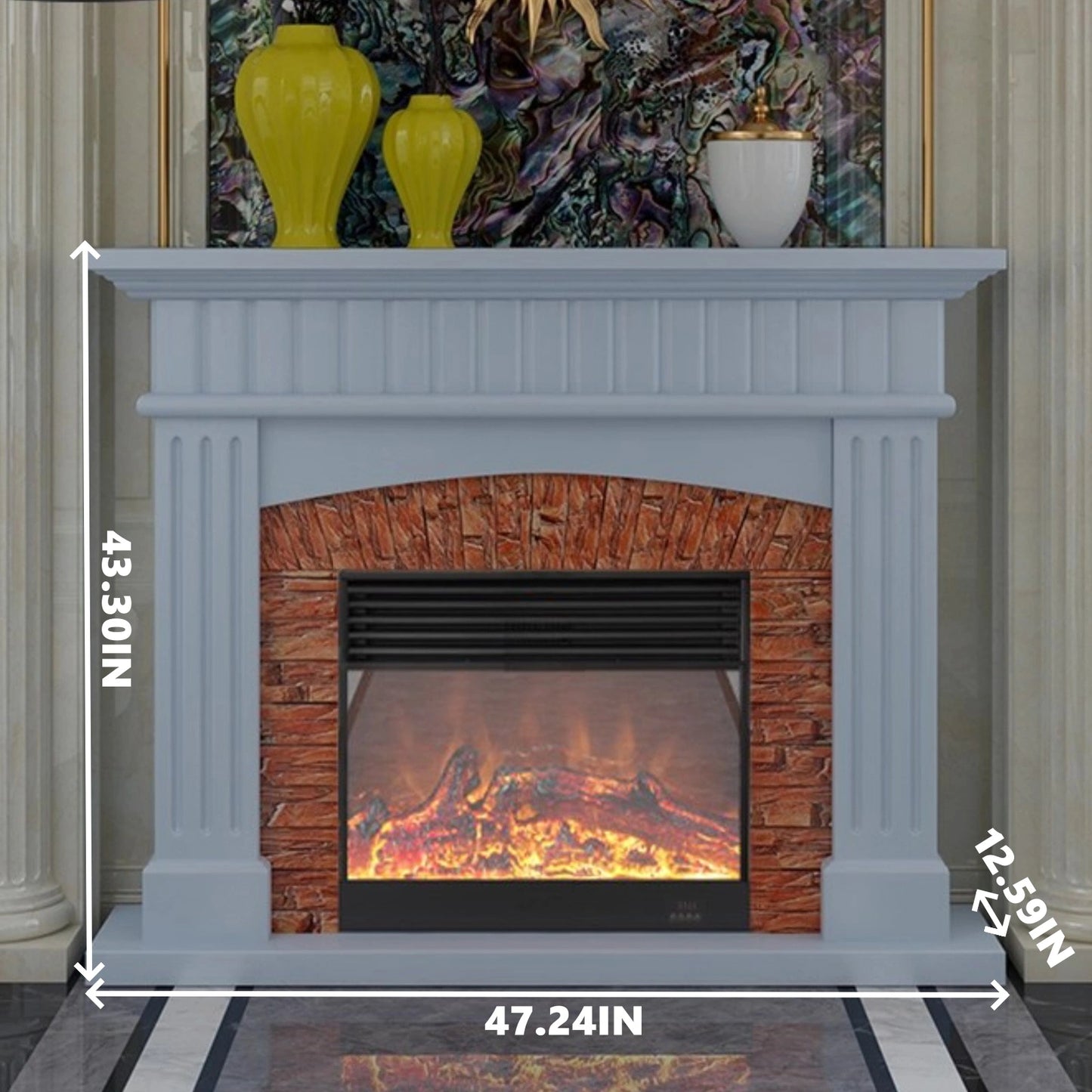 Aihm-Lon Striped Electric Fireplace Stone-Effect Texture Design 47”-59”