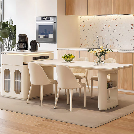 Aihm-Lon Kitchen Island with Storage Extendable Dining Table 86.61"-102.36"