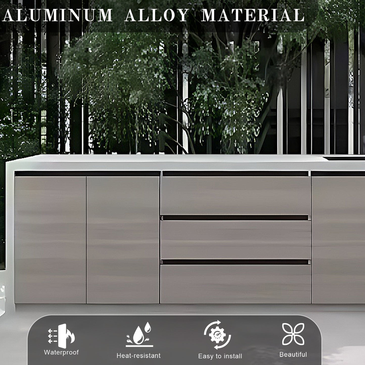 Aihm-Lon Aluminum Outdoor Sink Cabinet with Drawers 78.74"