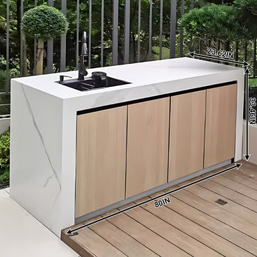 Aihm-Lon Outdoor Kitchen Cabinet with Sink and Storage 80"-88"