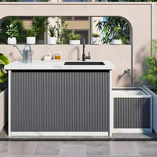 Aihm-Lon Outdoor Kitchen Cabinet with Double Sinks 68.5"