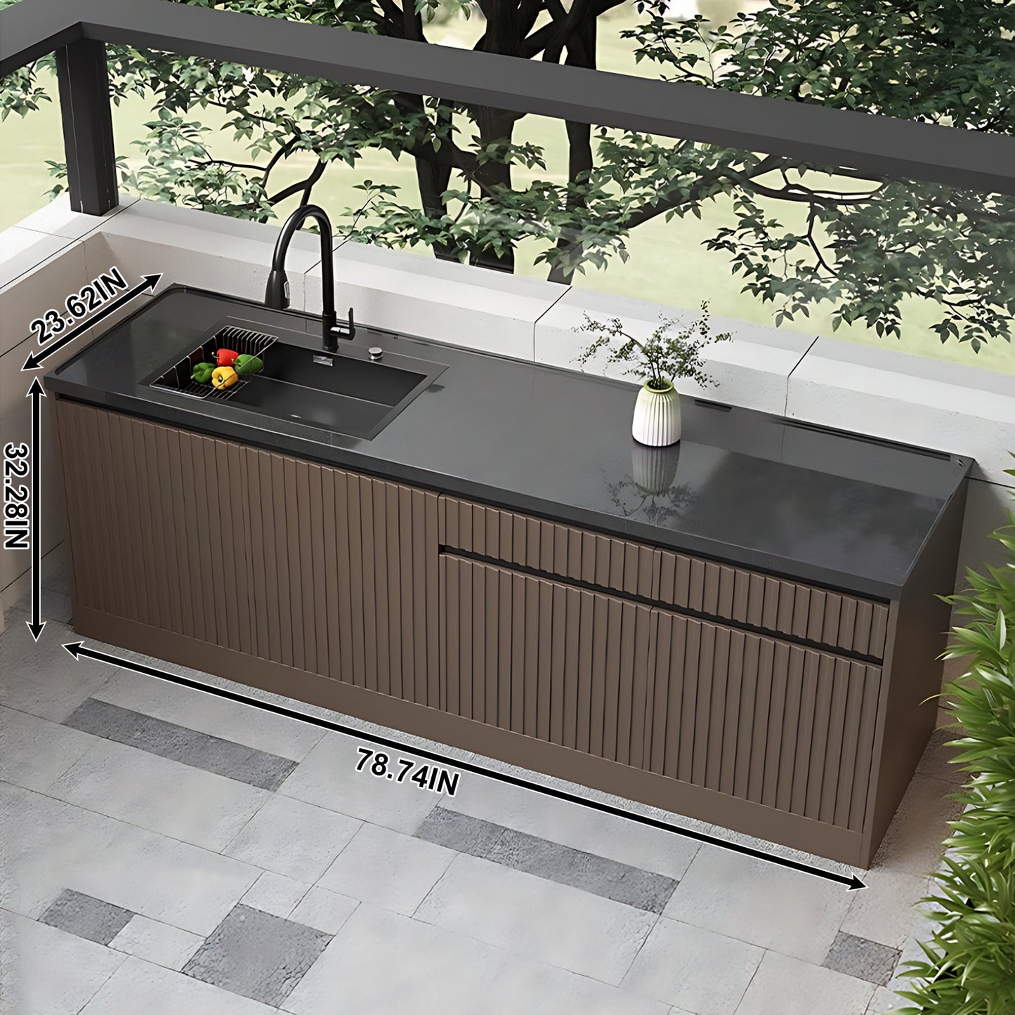 Aihm-Lon Outdoor Kitchen Cabinets with Cupboard Storage 70.86"-78.74"