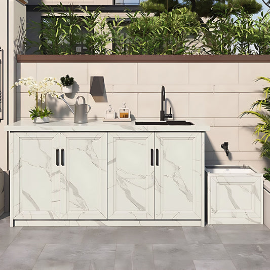 Aihm-Lon Outdoor Kitchen Cabinet with Washing Mop Sink 80.31"-84.25"