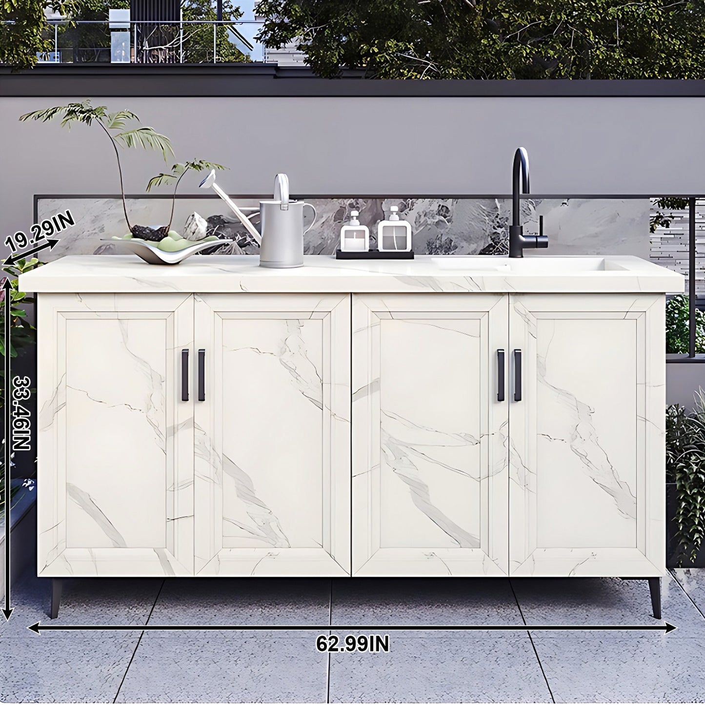 Aihm-Lon Outdoor Kitchen Cabinet with Two Doors Storage Cabinet 59.05"-62.99"