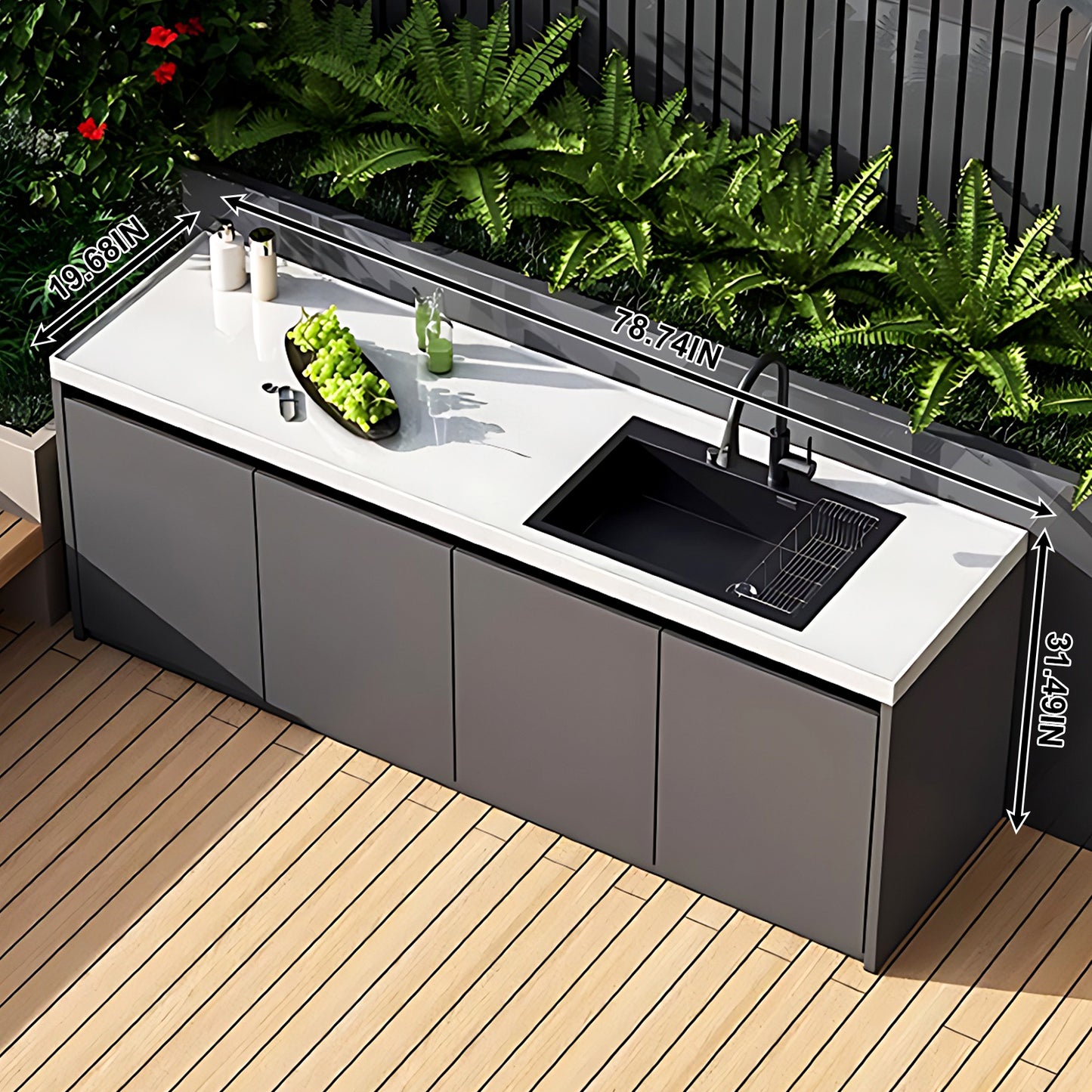 Aihm-Lon Outdoor Kitchen Storage Cabinet with Utility Cabinets 55.11"-78.74"