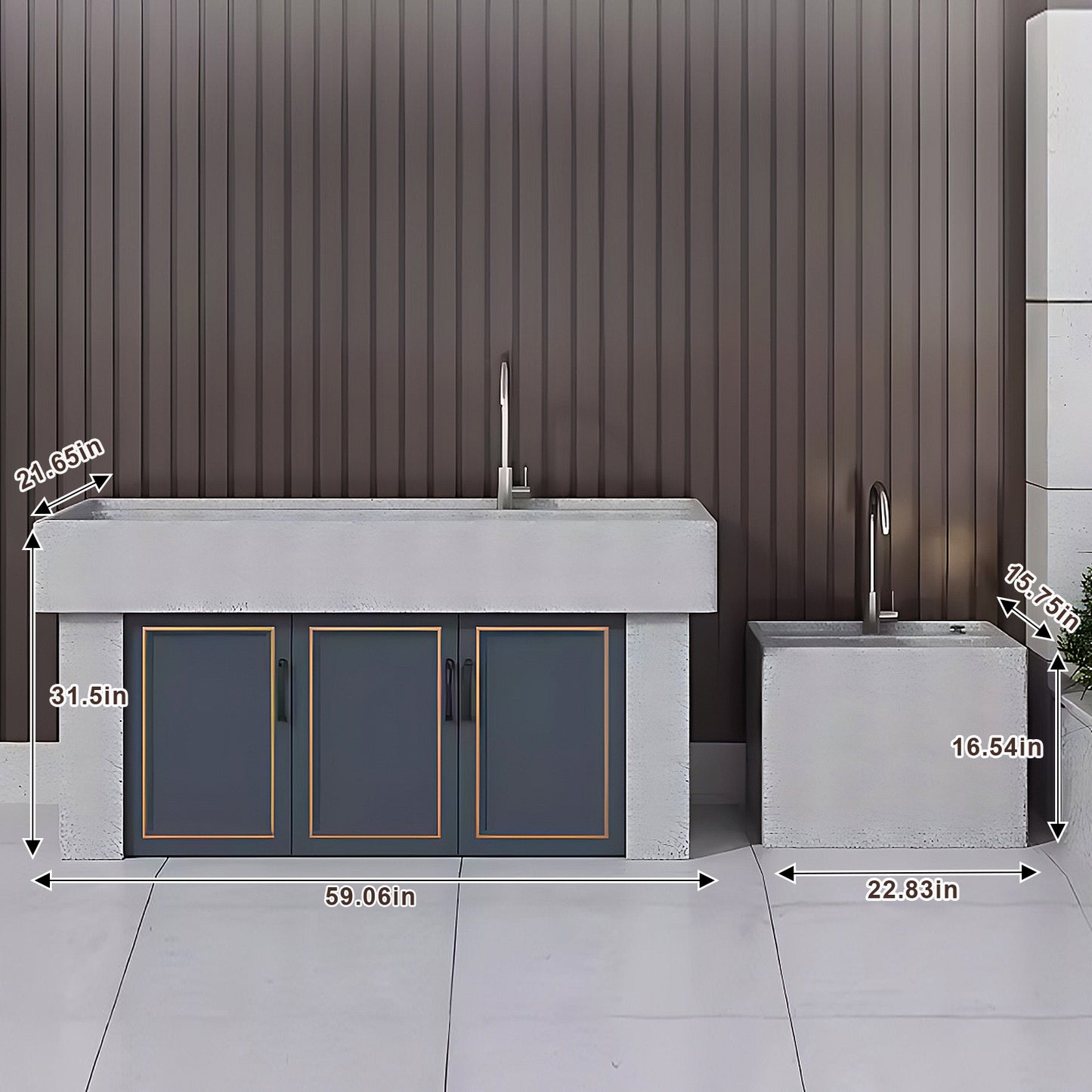 Aihm-Lon Outdoor Kitchen Cabinets with Double Sinks 47.24"-59.06"