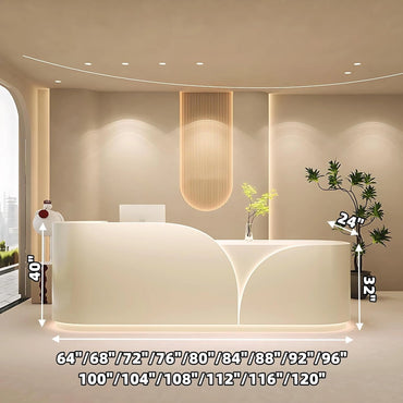 Aihm-Lon Modern Reception Desk with Storage LED Lights 64"-120"