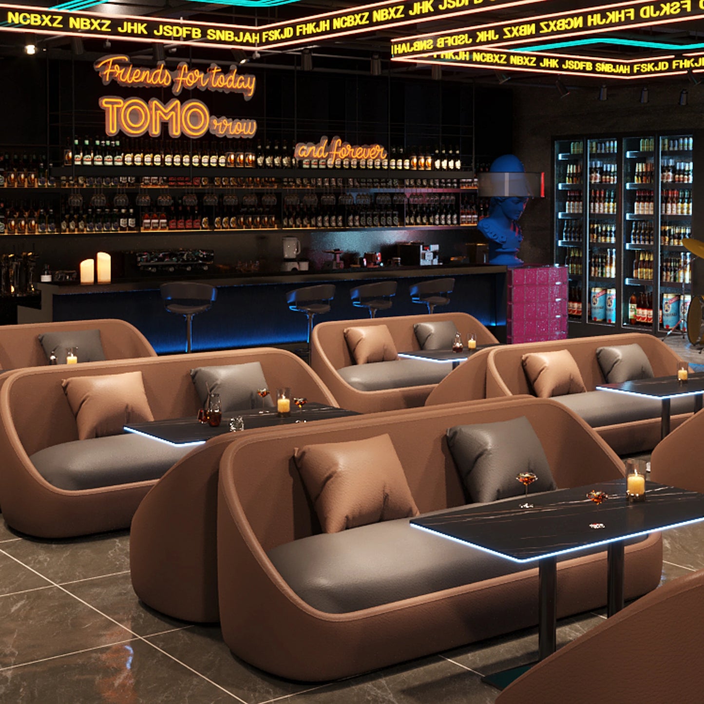 Aihm-Lon Commercial Use Sofa Set with Table for Restaurant Bar 47"