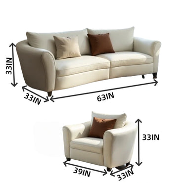 Aihm-Lon White Sofa Set with Table and Chair for Living Room 39-63"