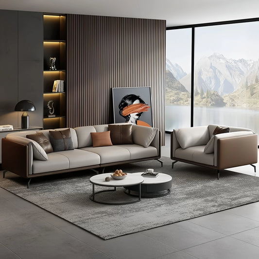 Aihm-Lon Commercial Grade Leather Sofa Set with Table and Chair 67"-120"