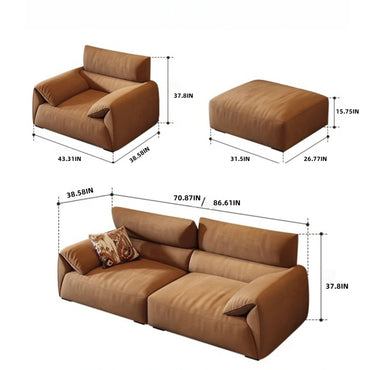 Aihm-Lon Retro Multifunctional Straight Sofa Set for Living Room 32"-110"