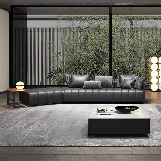 Aihm-Lon Leather Sofa Set with Coffee Table 101"-134"