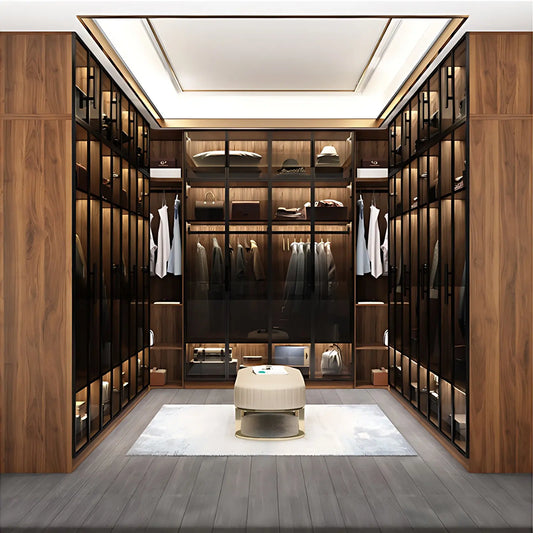 Aihm-Lon Wood Wardrobes Nordic Minimalist Style with Black Handle 63"-94"