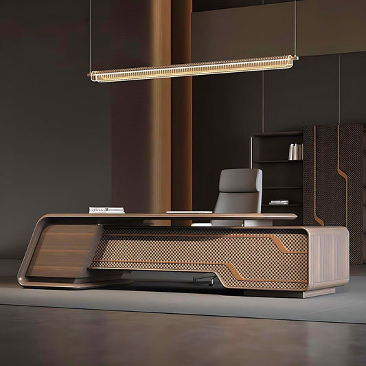 Aihm-Lon Wooden Executive Desk with 4 Large Drawers 78.7"-141.7"