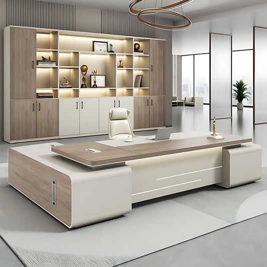 Aihm-Lon Executive Desk with Light Strip 70.9"-133.9"