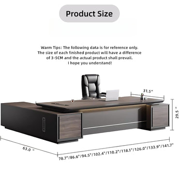 Aihm-Lon Corner Executive Desk with Thick Wooden Tabletop LED Light 78.7"-141.7"