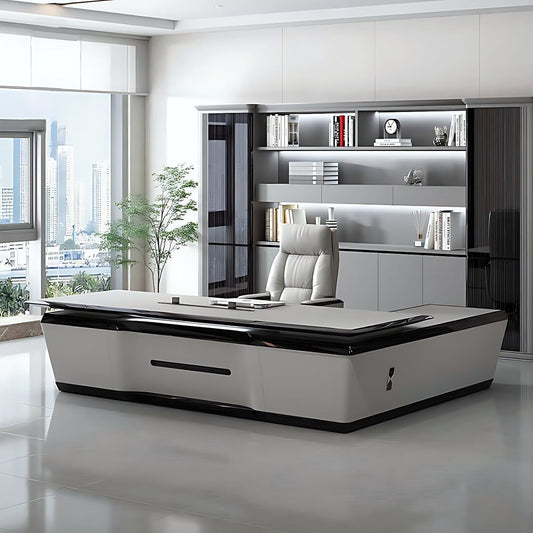 Aihm-Lon Futuristic Executive Desk with Simulated Floating Design 78.7"-141.7"