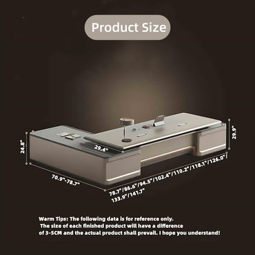 Aihm-Lon Cream Color Executive Desk with Fingerprint lock design 78.7"-141.7"