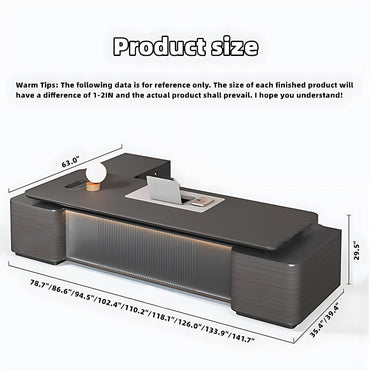 Aihm-Lon Executive Atmospheric l Shaped Desk with LED Light Strip 78.7"-141.7"