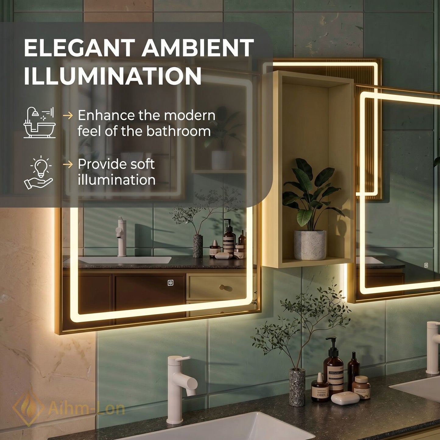 60''-96'' Double Bathroom Vanity with Sink Multicolor Doors Wall Mounted Stone Cabinet