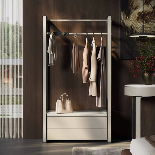 Aihm-Lon Minimalist Clothes Rack with Closed Drawers and Open Shelves 32’’