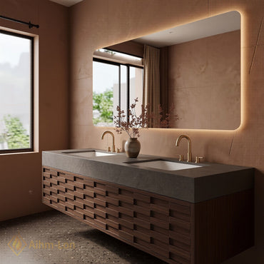 60''-96'' Double Bathroom Vanity with Sink Grey Modern Stacked Drawer Panels Slate