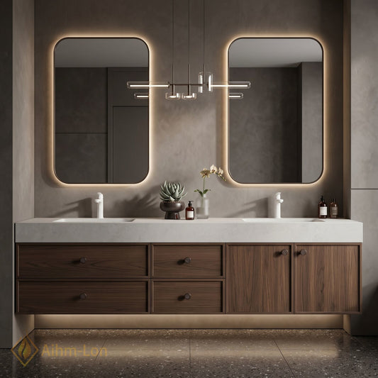 60''-96'' Double Bathroom Vanity with Sink Floating Modern Vanities Storage Drawers Warm