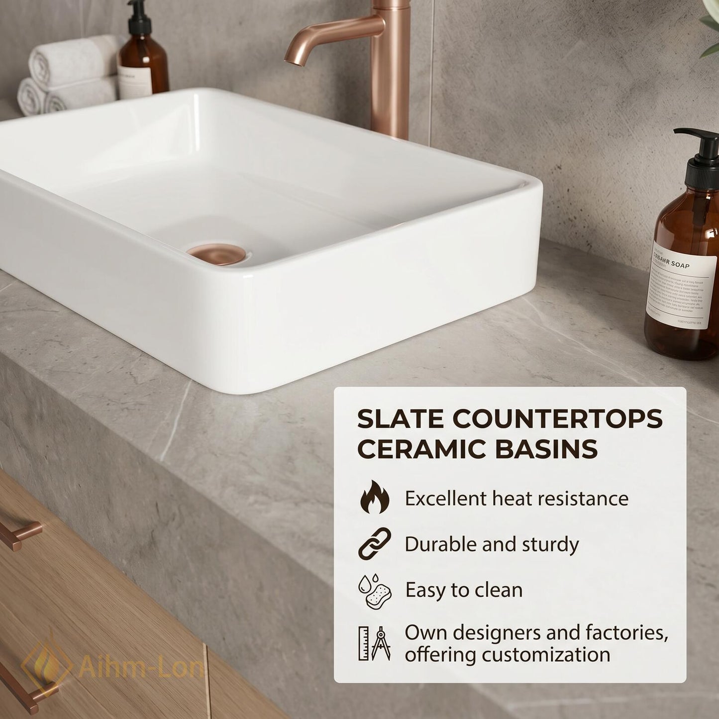 70''-96'' Double Bathroom Vanity with Sink Natural-Wood Modern Floating Drawer Storage