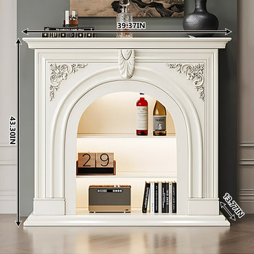 Aihm-Lon White Decorative Fireplace with Cabinets 39.37"-59.05"