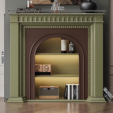 Aihm-Lon Brown and Green Decorative Fireplace with Cabinets 35.43"-59.05"