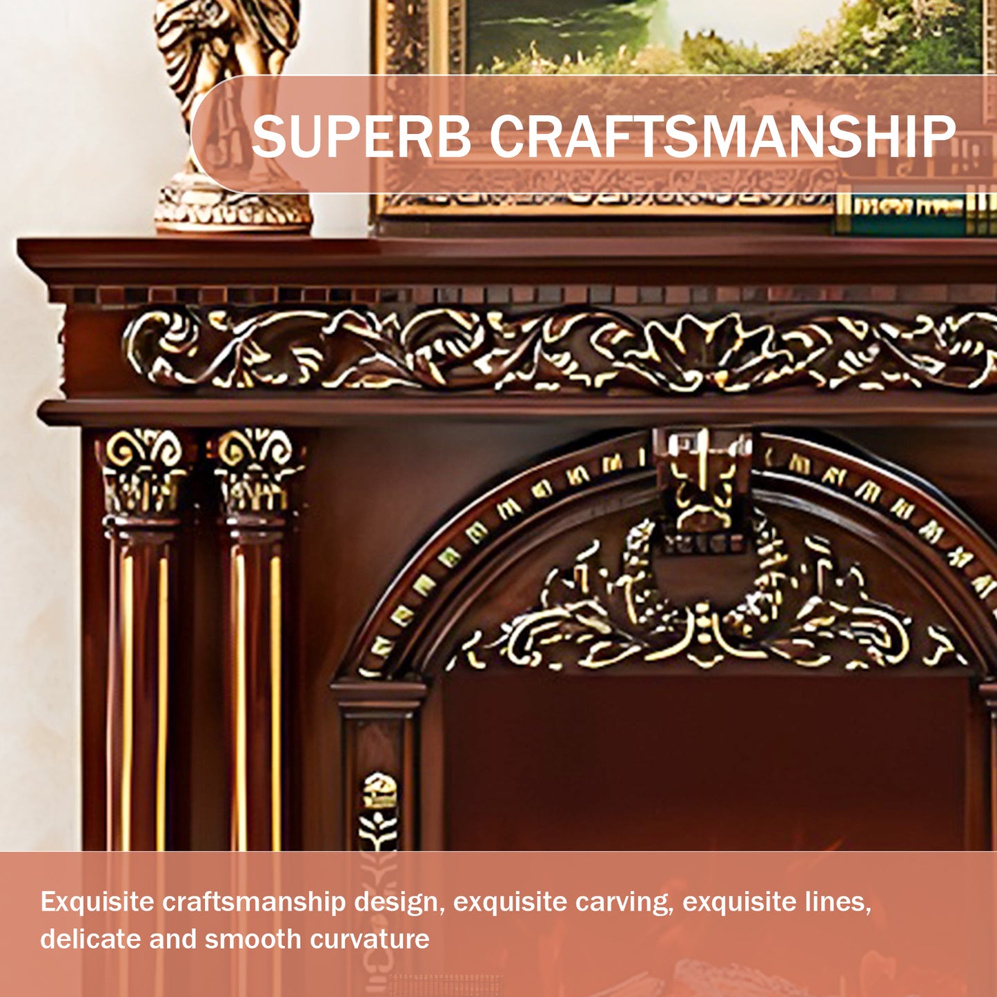 Aihm-Lon Modern Electric Fireplace Heater with Mantel 59.05"