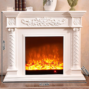 Aihm-Lon White Freestanding Electric Fireplace with Decorative Inserts 47.24"