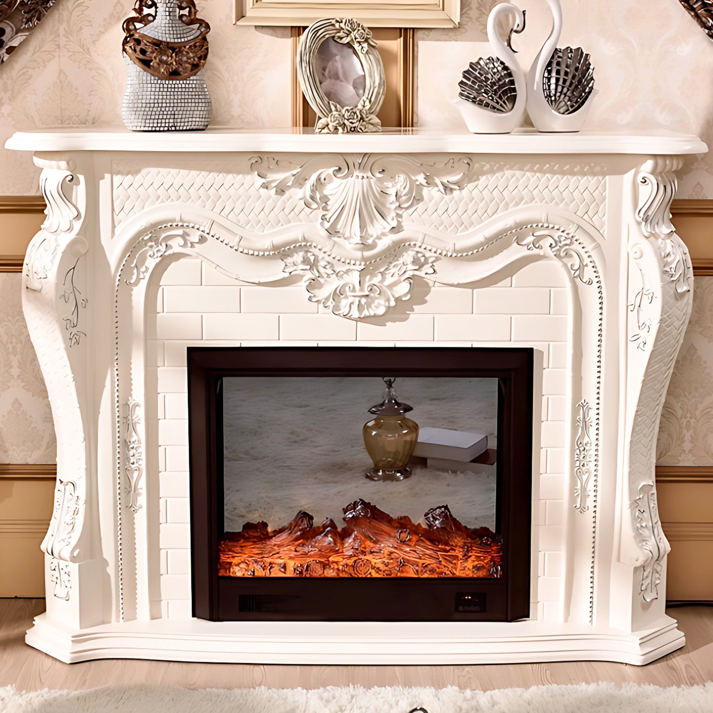 Aihm-Lon Electric Fireplace Luxury Cabinet with Simulated Flam 47.24"