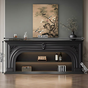 Aihm-Lon Black Retro Indoor Electric Fireplace TV Stands 59.05"-82.67"