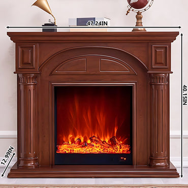Aihm-Lon Modern Brown Electric Fireplaces with Realistic Flame 47.24"-59.05"
