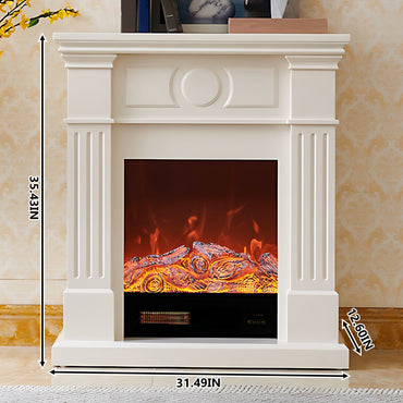 Aihm-Lon Electric Fireplace Heater with Mantel Realistic Flame 31.49"